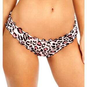 SUNDAZED Pink & Black Mermaid Ruffle Animal Print Bikini Bottom Size M